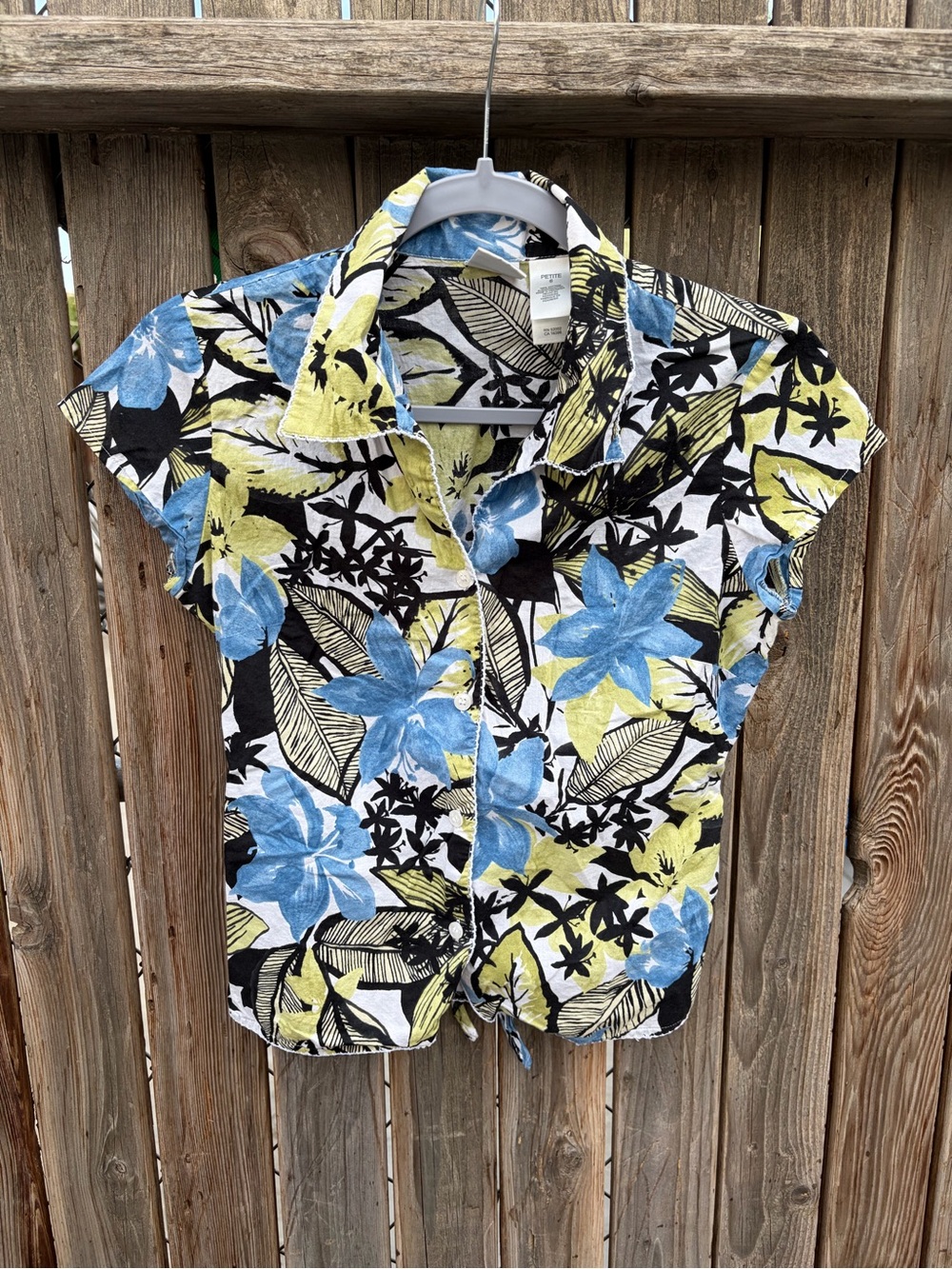 Emma James Women’s  Floral Button-Front Shirt in Blue & Yellow Size 6